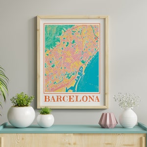 Watercolor Barcelona Map Poster of Spain Barcelona Map of Barcelona Wall Art of Barcelona Gift of Barcelona Print of Spain Map Poster