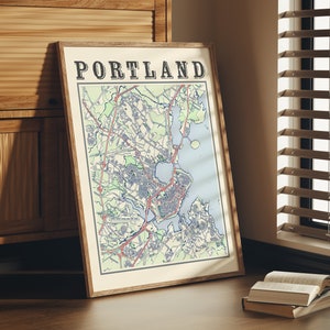 Antique Portland Maine Map Poster of Portland Maine Classic Map of Portland Print of Portland Wall Art of Portland Gift of Maine Map Poster