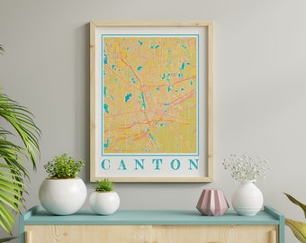 Watercolor Canton Map Poster of Canton Ohio Map of Canton Wall Art of Canton Gift of Canton OH Prints of Canton Ohio