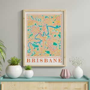 Aquarelle Brisbane carte impression de Brisbane Australie peinture carte de Brisbane affiche de Brisbane Wall Art de Brisbane cadeau