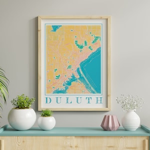 Watercolor Duluth Minnesota Map Poster of Duluth Map of Duluth Wall Art of Duluth Gift of Duluth Prints of Duluth Minnesota