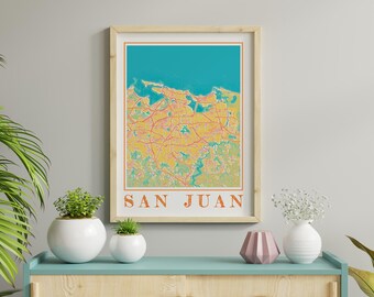 Watercolor San Juan Puerto Rico Map Art Print