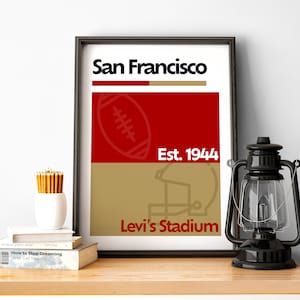 San Francisco Football Print, San Francisco Poster, Minimalist Poster, SF Sports, California Team Colour Gift for American Football Fan