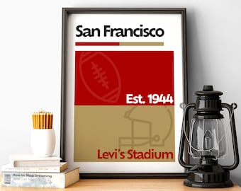 San Francisco Football Print, San Francisco Poster, Minimalist Poster, SF Sports, California Team Colour Gift for American Football Fan