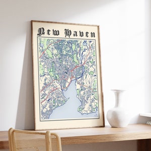 New Haven Map Print, Classic Map of New Haven, New Haven Poster, New Haven Connecticut, New Haven Wall Art, US City Map