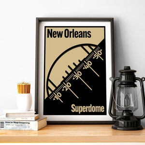 Minimal New Orleans Football Poster Superdome Print of Saints Fan Gift of New Orleans Print of New Orleans Gift Poster of Saints Wall Art