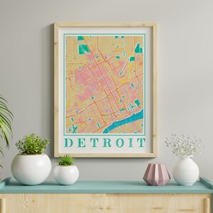 Detroit Map Print, Detroit Watercolor Print, Detroit Poster, Detroit Gifts, Detroit Michigan, Detroit Wall Art