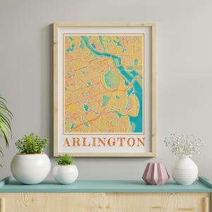 Watercolor Arlington Virginia Map Poster of Arlington VA Map of Arlington Wall Art of Arlington Gift of Arlington VA Prints of Arlington