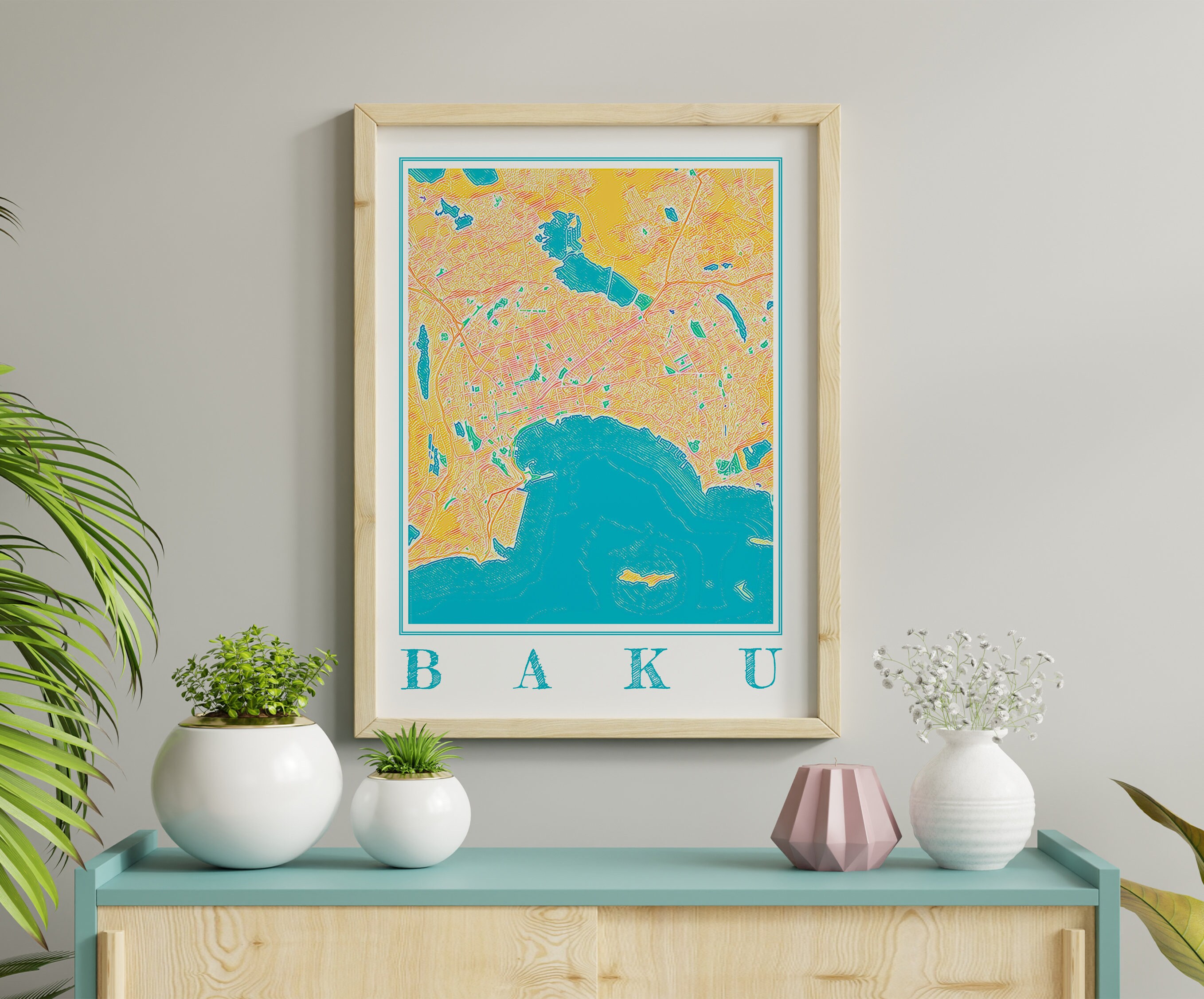 Watercolor Baku Map Poster of Baku Azerbaijan Map of Baku Wall Art of Baku Gift of Baku Prints of Baku Azerbaijan