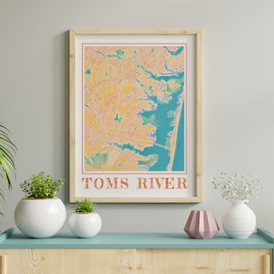 Aquarell Toms River NJ Poster von Toms River New Jersey Karte von Toms River Wandkunst von Toms River Geschenk von Toms River Drucke