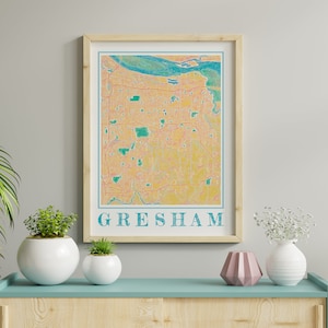 Aquarell Gresham Oregon Karte Poster von Gresham Karte von Gresham Wandkunst von Gresham Geschenk von Gresham Kunstdrucke von Gresham Oregon