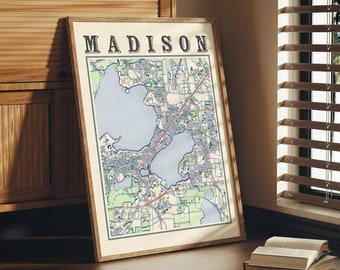 Antica mappa di Madison Poster di Madison Wisconsin Mappa classica di Madison Stampa di Madison Wall Art of Madison Gift