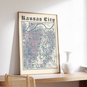 Kansas City Map Print, Classic Map of Kansas City, Kansas City Poster, Kansas City Missouri , Kansas City Wall Art, US City Map