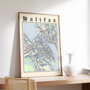 Retro Halifax Map Print of Halifax Nova Scotia Map of Halifax Poster of Halifax Wall Art of Halifax Gift