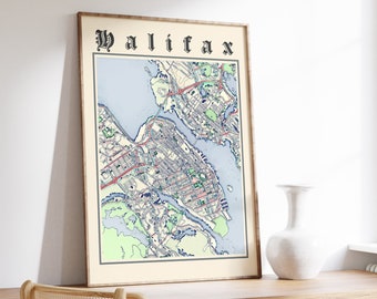 Retro Halifax Map Print of Halifax Nova Scotia Map of Halifax Poster of Halifax Wall Art of Halifax Gift