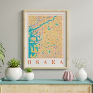 Watercolor Osaka Map Poster of Japan Osaka Map of Osaka Wall Art of Osaka Gift of Osaka Print