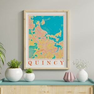 Watercolor Quincy Massachusetts Map Poster of Quincy Map of Quincy Wall Art of Quincy Gift of Quincy MA Prints of Quincy Massachusetts