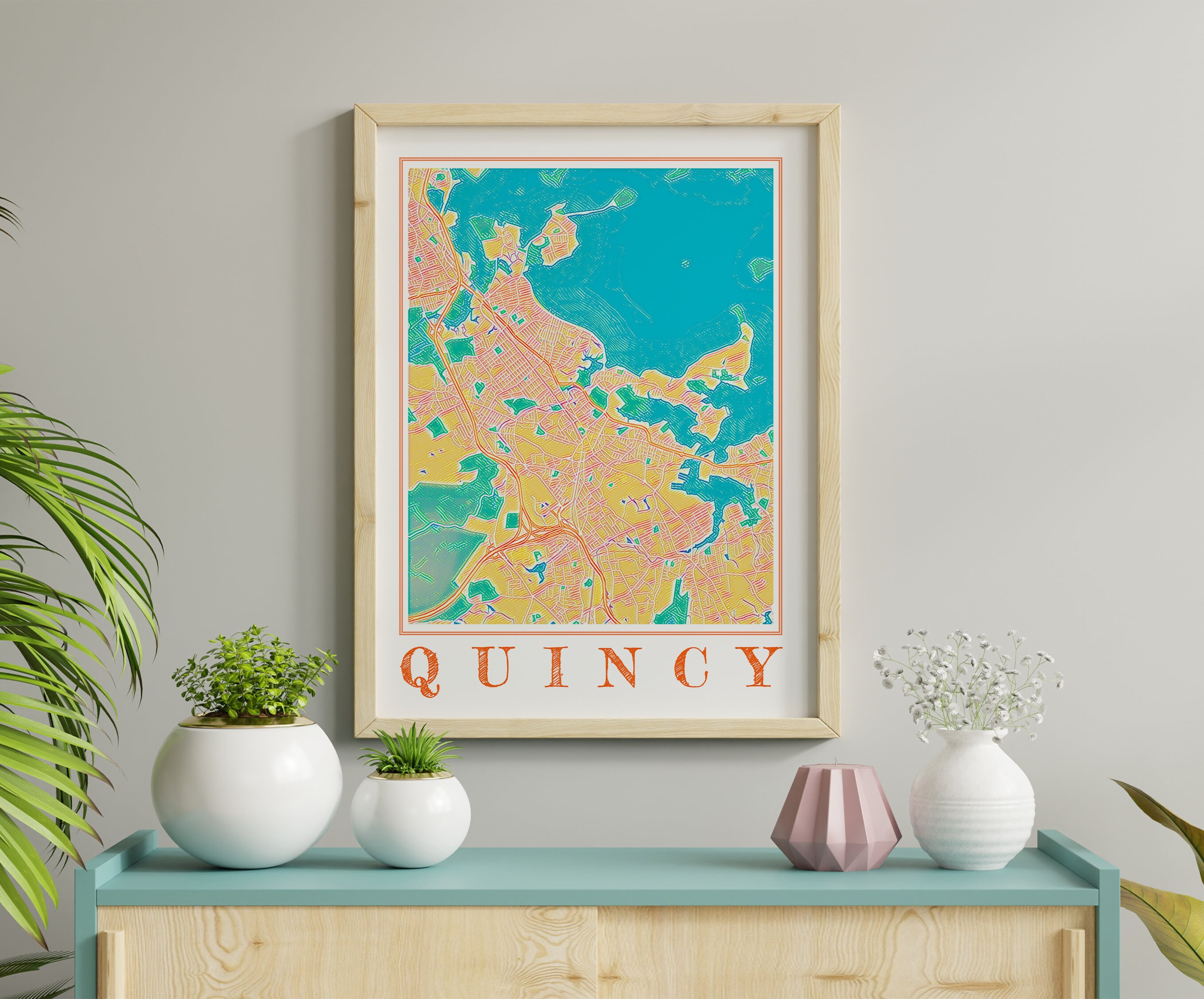 Watercolor Quincy Massachusetts Map Poster of Quincy Map of Quincy Wall Art of Quincy Gift of Quincy MA Prints of Quincy Massachusetts