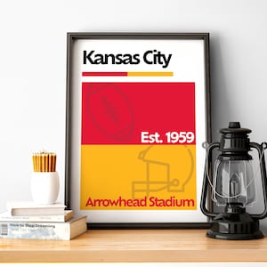 Kansas City Football Poster of Chiefs Fan Gift of Kansas City Print of Kansas City Gift Print of Football Wall Art of Chiefs