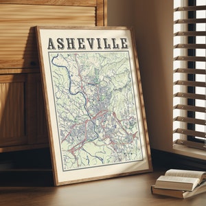 Antique Asheville Map Poster of Asheville North Carolina Wall Art of Asheville NC Print of Asheville Wall Art of Asheville Gift