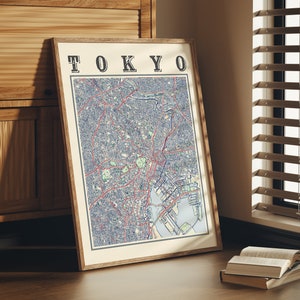 Antique Tokyo Map Poster of Tokyo Japan Classic Map of Tokyo Print of Tokyo Wall Art of Tokyo Gift of Japan Map Poster