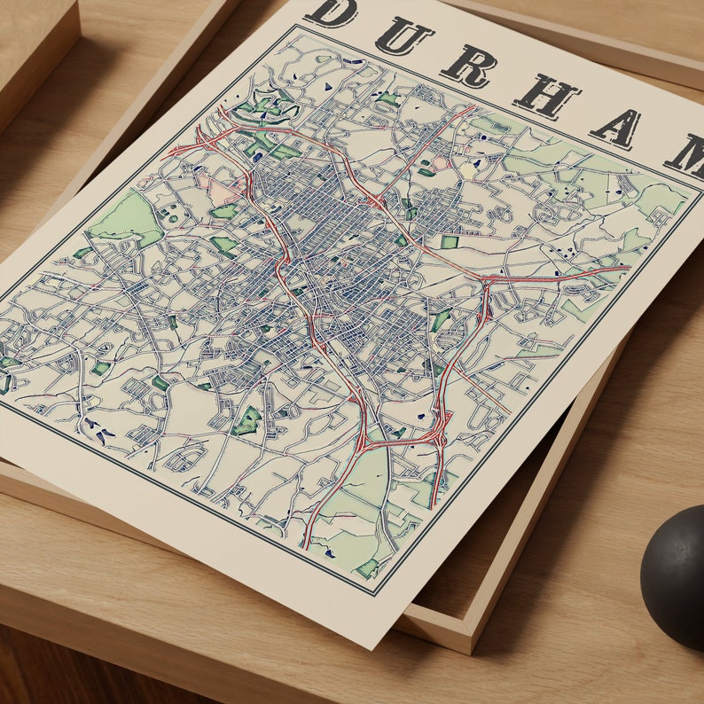 Antique Durham North Carolina Map Poster: Classic City Print - Etsy