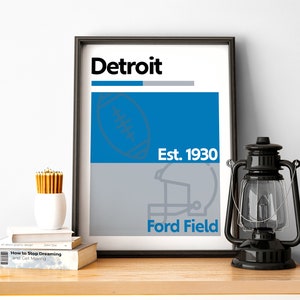 Detroit Football Poster of Lions Fan Gift of Detroit Print of Detroit Gift Print of Ford Field Wall Art of Lions