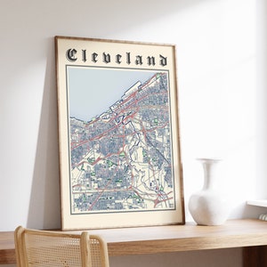Cleveland Map Print of Cleveland Classic Map of Cleveland Poster of Cleveland Ohio Wall Art of Cleveland Gift