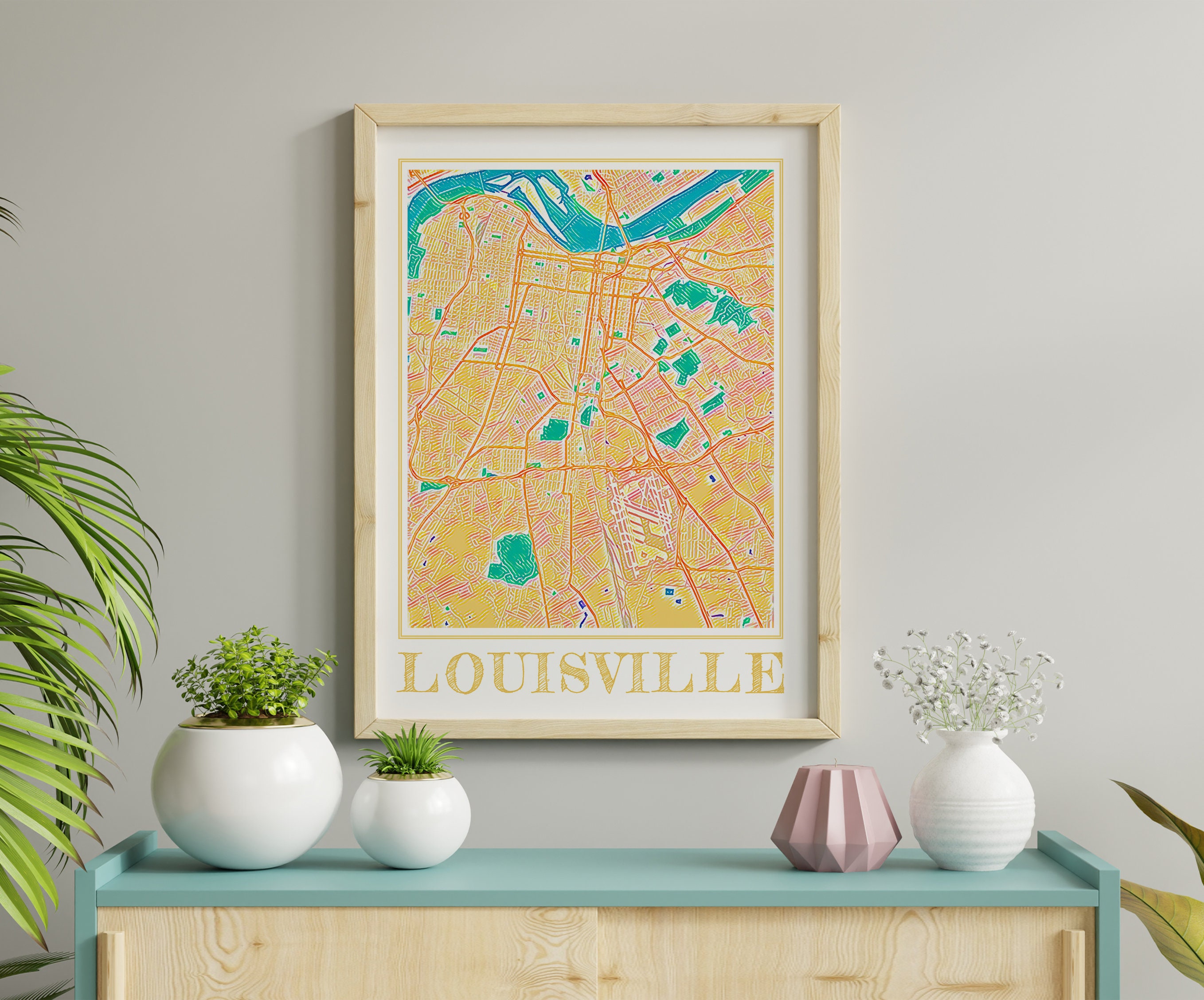 Louisville Skyline Silhouette Art Prints – Modern Map Art