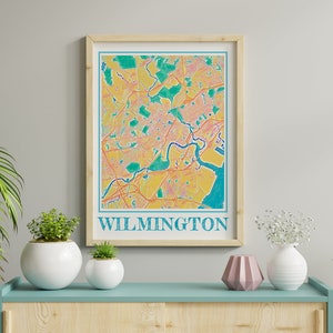 Watercolor Wilmington Map Print of Wilmington Delaware Painting Map of Wilmington Poster of Wilmington Wall Art of Wilmington Gift