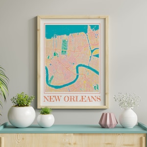 Aquarell New Orleans Karte Poster von New Orleans Wandkunst von Louisiana Karte von New Orleans Druck von New Orleans Geschenk von New Orleans Gemälde