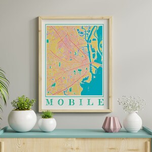 Aquarell Mobile Karte Druck von Mobile Alabama Malerei Karte von Mobile Poster von Mobile Wandkunst von Mobile Geschenk