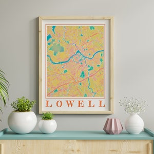 Watercolor Lowell Massachusetts Map Poster of Lowell Map of Lowell Wall Art of Lowell Gift of Lowell MA Prints of Lowell Massachusetts