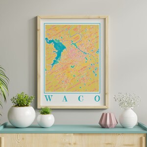 Watercolor Waco Map Poster of Waco Texas Map of Waco Wall Art of Waco Gift of Waco TX Prints of Waco Texas