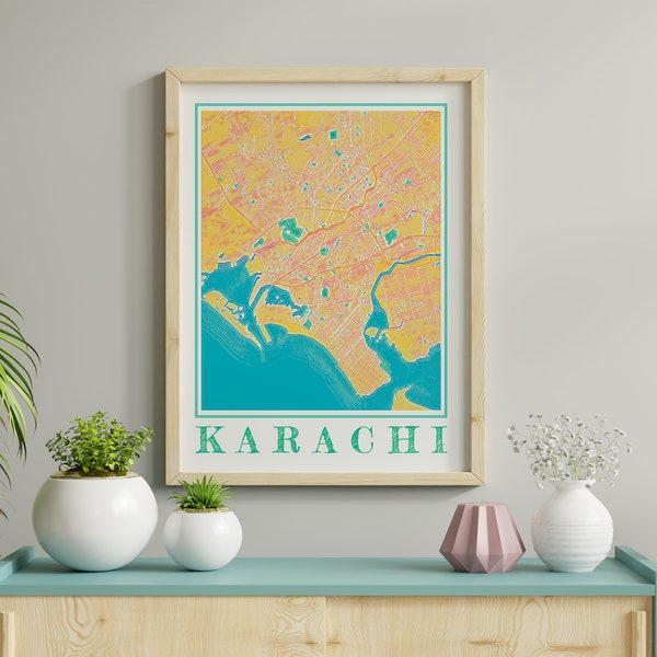 Watercolor Karachi Map Poster of Karachi Pakistan Map of Karachi Wall Art of Karachi Gift of Karachi Prints of Karachi Pakistan