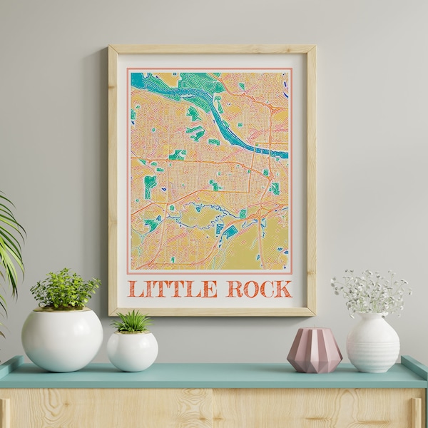 Watercolor Little Rock Map Poster of Little Rock Wall Art of Arkansas Map of Little Rock Print of Little Rock Gift of Little Rock Painting