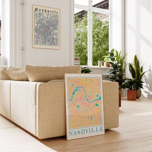 Watercolor Nashville Map Poster, Nashville Tennessee City Wall Art image 4