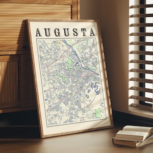 Antique Augusta Map Poster of Augusta Georgia Classic Map of Augusta Print of Augusta Wall Art of Augusta Gift of Augusta Georgia
