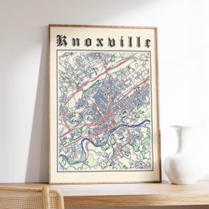 Classic Knoxville Map Poster of Knoxville Tennessee Print of Knoxville TN Map of Knoxville Classic Wall Art of Knoxville Wall Art Gifts