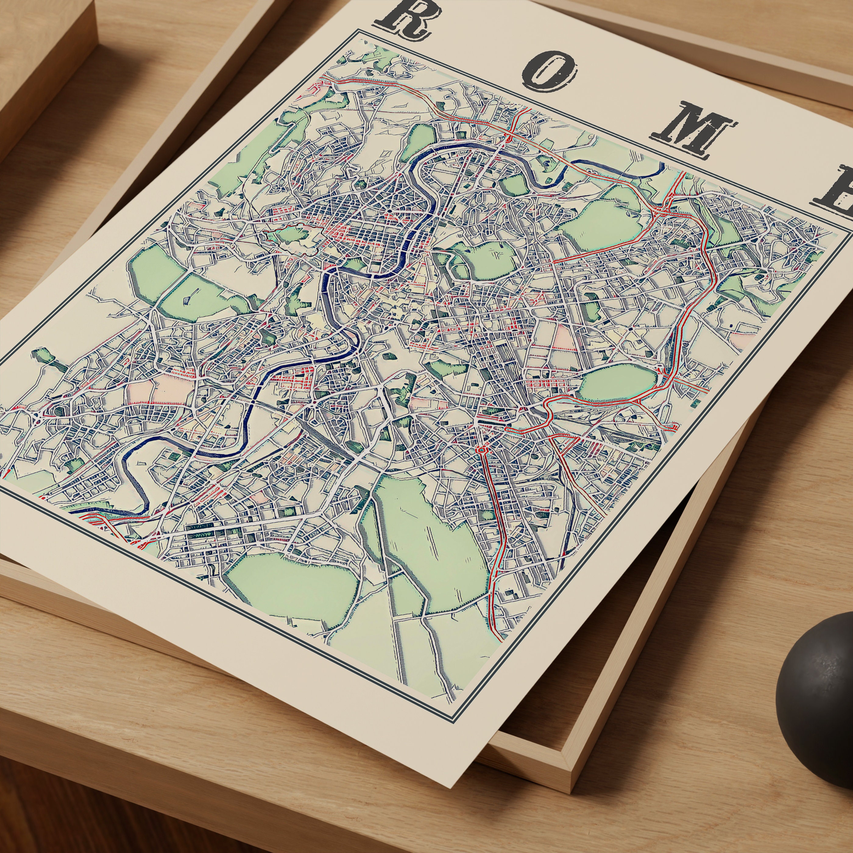 Antique Rome Map Poster of Rome Italy Classic Map of Rome Print of Rome ...