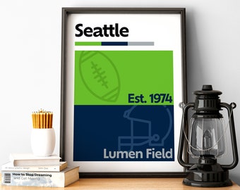 Seattle Football Poster of Seahawks Fan Gift of Seattle Print of Seattle Gift Print of Lumen Field Wall Art of Seahawks