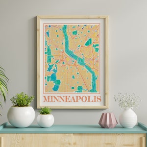 Watercolor Minneapolis Map Poster of Minneapolis Wall Art of Minnesota Map of Minneapolis Print of Minneapolis Gift of Minneapolis Painting