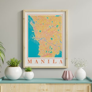 Watercolor Manila Map Poster of Manila Philippines Map of Manila Wall Art of Manila Gift of Manila Print