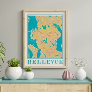 Watercolor Bellevue Map Print of Bellevue Washington Painting Map of Bellevue Poster of Bellevue Wall Art of Bellevue Gift
