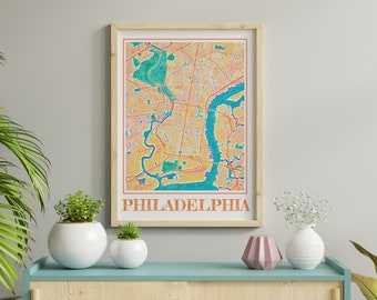 Watercolor Philadelphia Map Poster of Philadelphia Pennsylvania Map of Philadelphia Wall Art of Philadelphia Gift of Philadelphia Home Decor