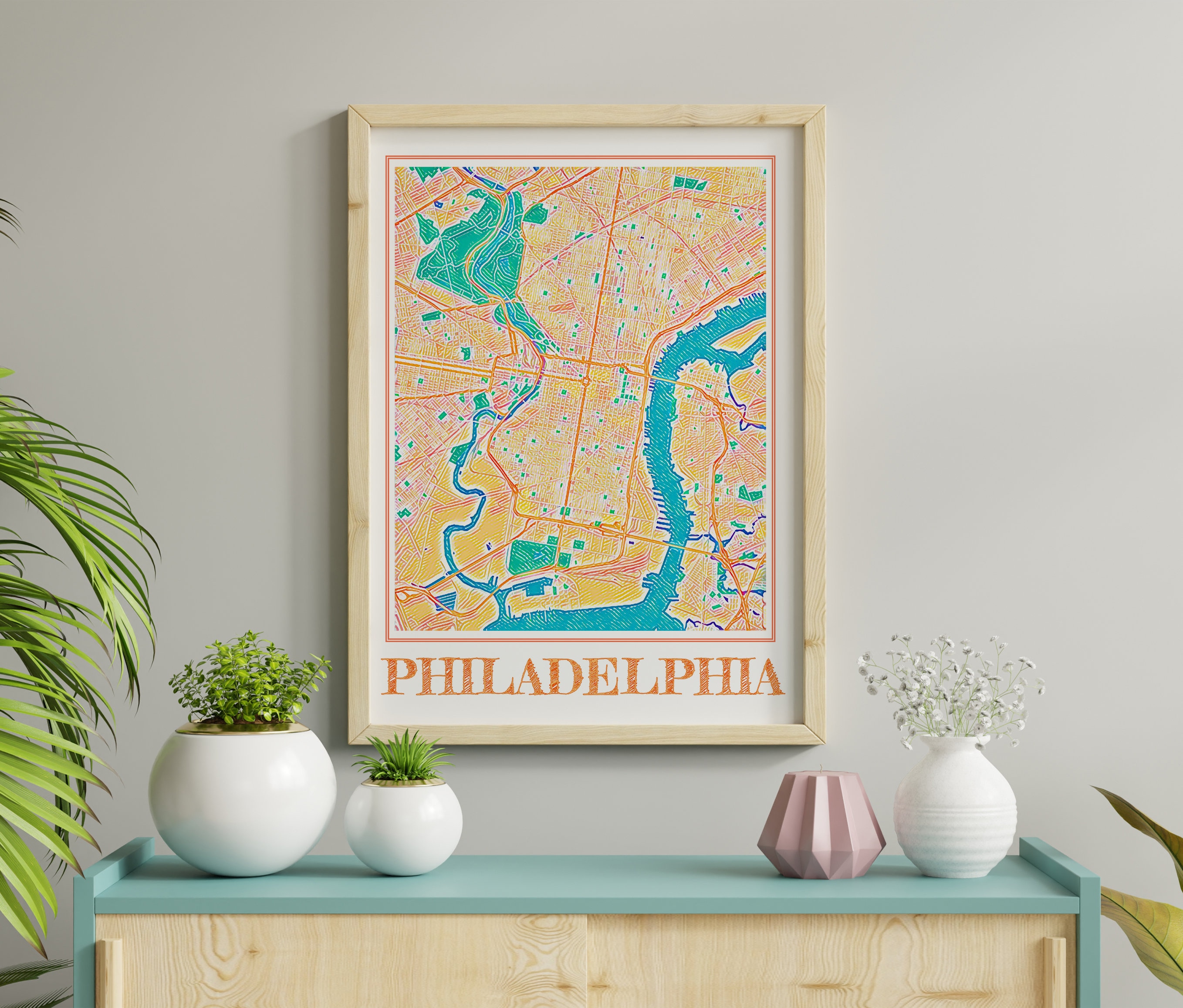 Watercolor Philadelphia Map Poster of Philadelphia Pennsylvania Map of Philadelphia Wall Art of Philadelphia Gift of Philadelphia Home Decor