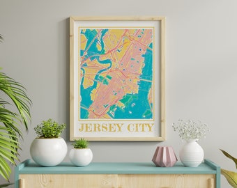 Watercolor Jersey City Map Print of Jersey City New Jersey Painting Map of Jersey City Poster of Jersey City Wall Art of Jersey City Gift