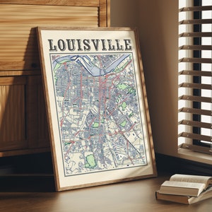 Antique Louisville Map Poster of Louisville Kentucky Classic Map of Louisville Print of Louisville Wall Art of Louisville Gift