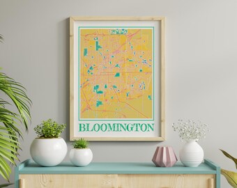 Watercolor Bloomington Illinois Map Print: Local City Art