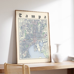 Tampa Bay Karte Print, Klassische Karte von Tampa Bay, Tampa Bay Poster, Tampa Bay Florida, Tampa Bay Wandkunst, US City Map